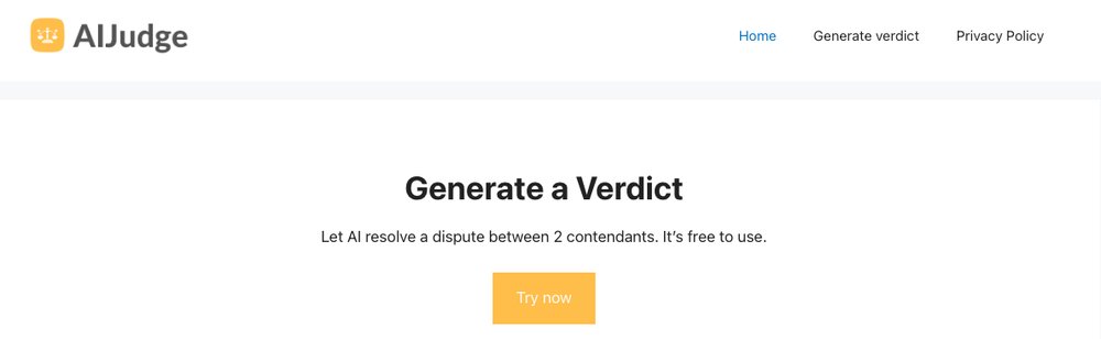 AI Judge - инструмент для вынесения беспристрастных вердиктов на основе аргументов двух конкурирующих сторон.