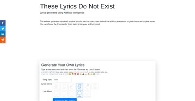 Приложение искусственного интеллекта AI Lyrics Generator