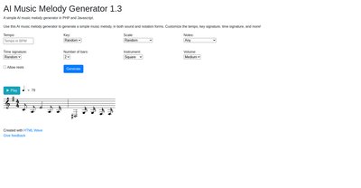 Приложение искусственного интеллекта AI Music Melody Generator