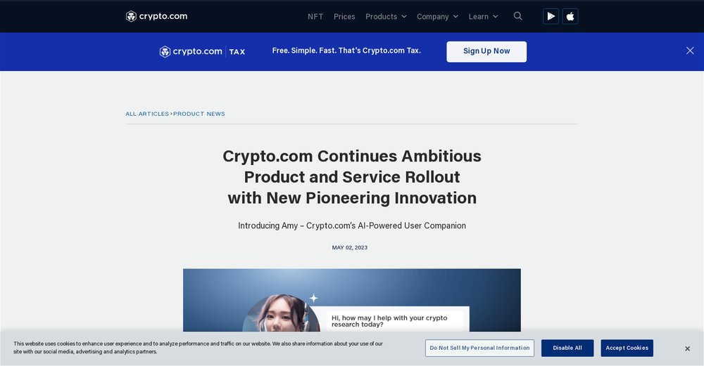 Приложение искусственного интеллекта Amy by Crypto.com