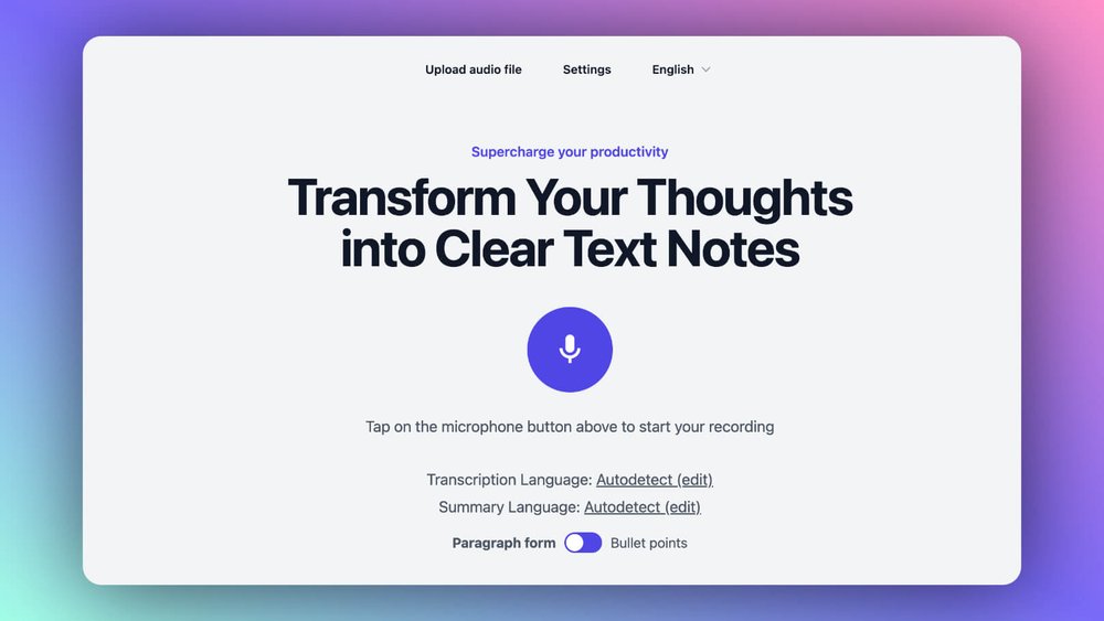 AudioNotes.ai - инструмент для преобразования аудио в текстовые заметки