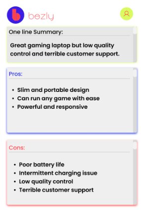 Bezly - расширение google chrome для обобщения обзоров amazon.