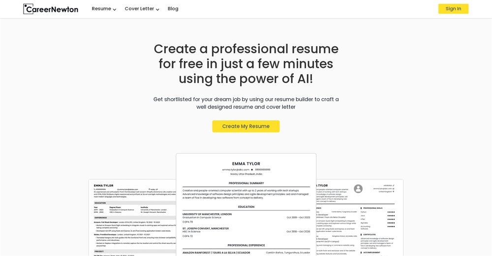 Приложение искусственного интеллекта CareerNewton