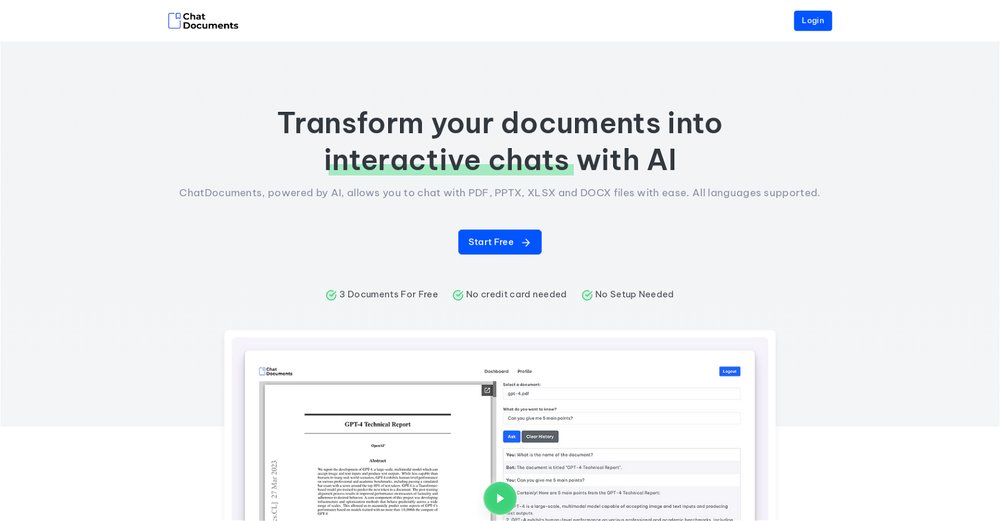 Приложение искусственного интеллекта Chat Documents
