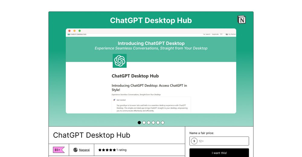 Приложение искусственного интеллекта ChatGPT Desktop Hub