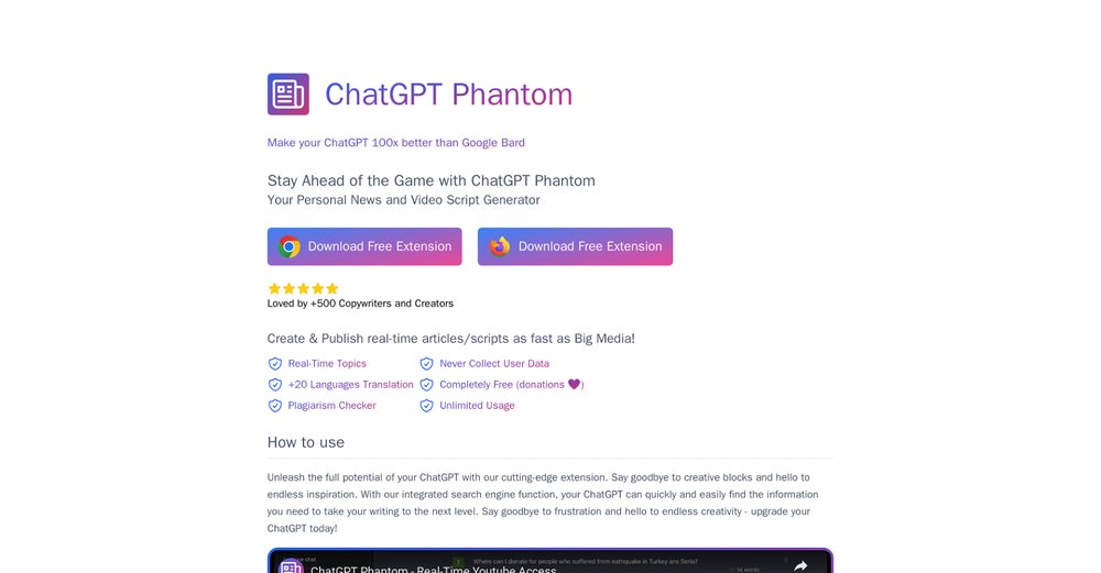 Приложение искусственного интеллекта ChatGPT Phantom