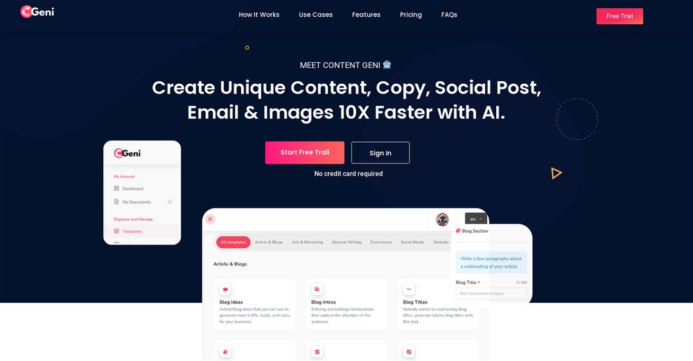 Приложение искусственного интеллекта ContentGeni