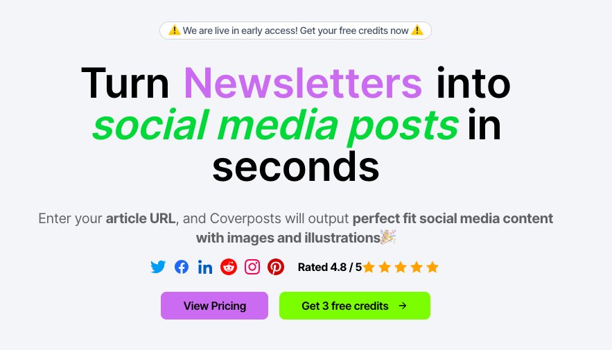 Coverposts - инструмент для создания публикаций в социальных сетях на основе контента блога.