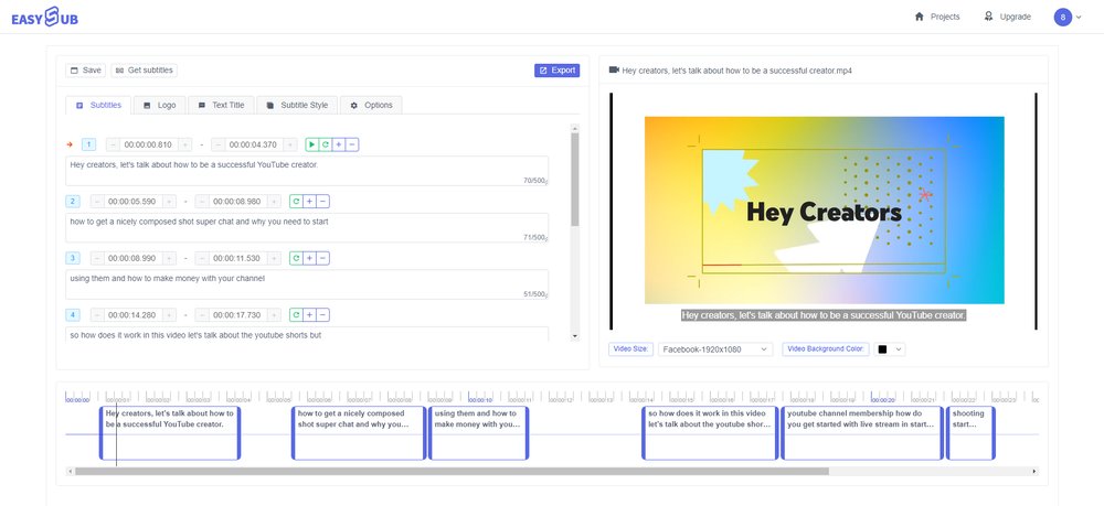 EASYSUB - платформа для генерации и перевода видео субтитров