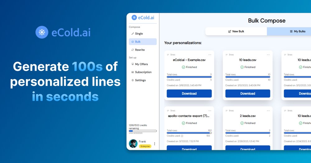 eCold.ai - инструмент для автоматизации персонализации холодных писем.