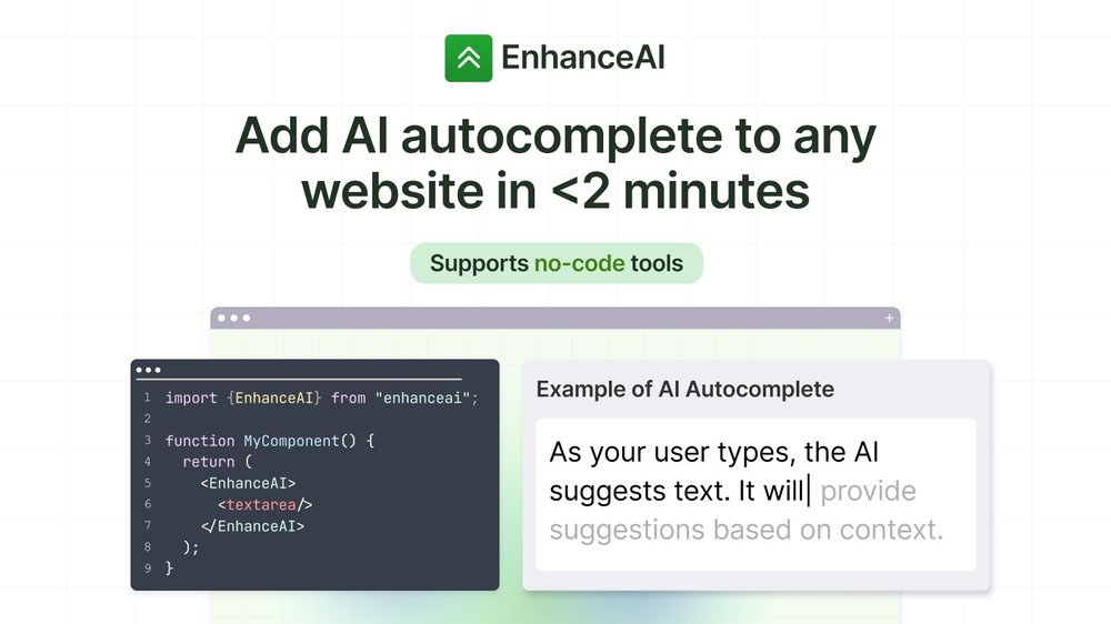 EnhanceAI - инструмент для добавления возможности автозаполнения на веб-сайты