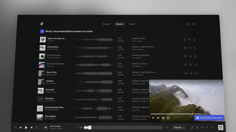 Epidemic Sound Soundmatch - платформа для поиска идеального саундтрека для видеопроектов