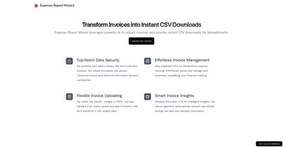 Приложение искусственного интеллекта Expense Report Wizard