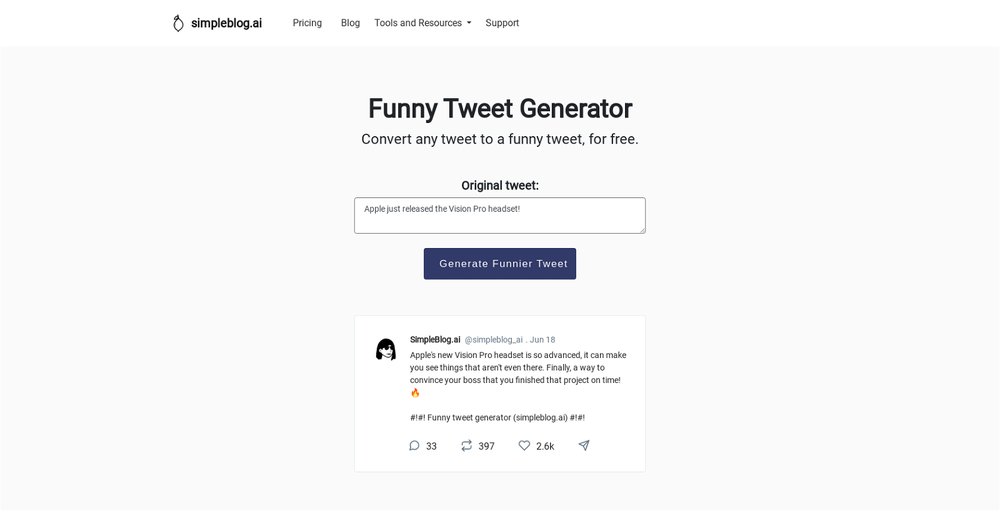 Приложение искусственного интеллекта Funny tweet generator