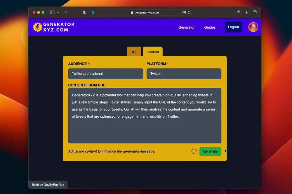 Generator XYZ - платформа ai generator для блоггеров и маркетологов
