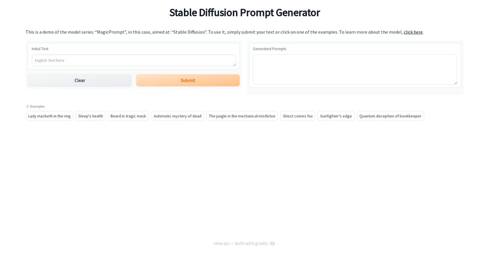 Приложение искусственного интеллекта Gustavosta Magicprompt