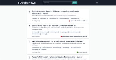 Приложение искусственного интеллекта I Doubt News