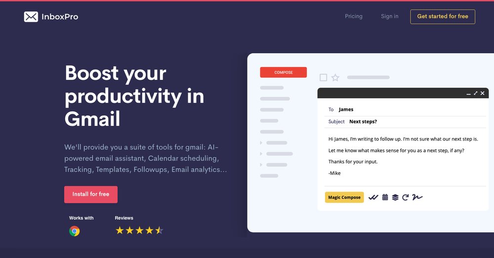 InboxPro - помощник по работе с электронной почтой на базе искусственного интеллекта, календарное планирование и автоматическое отслеживание