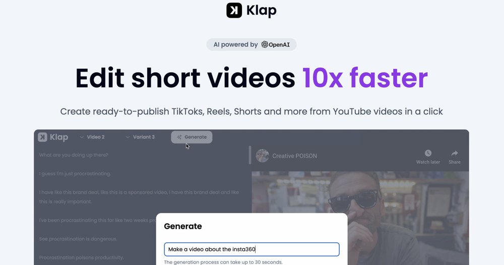 Klap - инструмент для создания коротких видеороликов из видео на youtube.