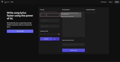 Приложение искусственного интеллекта Lyricallabs
