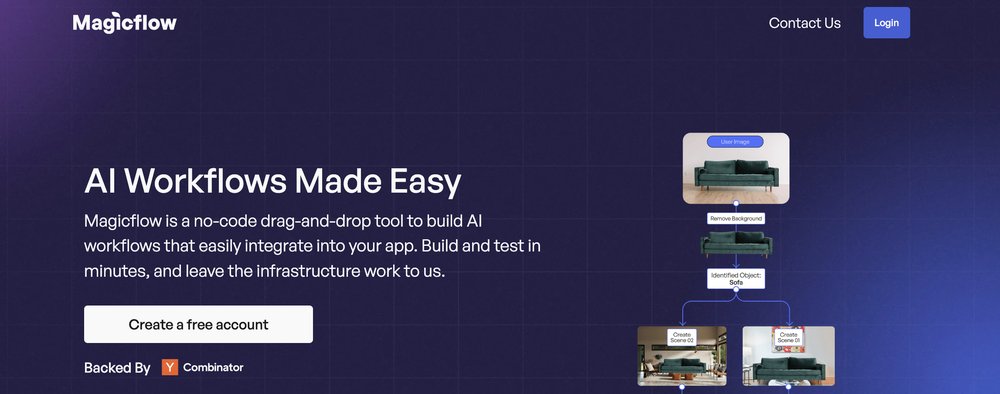 MagicFlow - инструмент перетаскивания без кода для создания рабочих процессов ии и интеграции приложений.