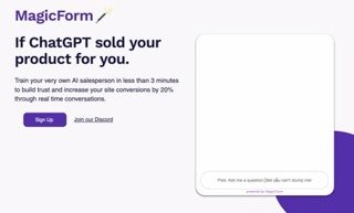 Magicform - чат-бот с искусственным интеллектом, который заменяет такие инструменты, как intercom
