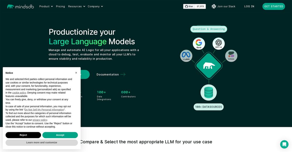 Приложение искусственного интеллекта MindsDB