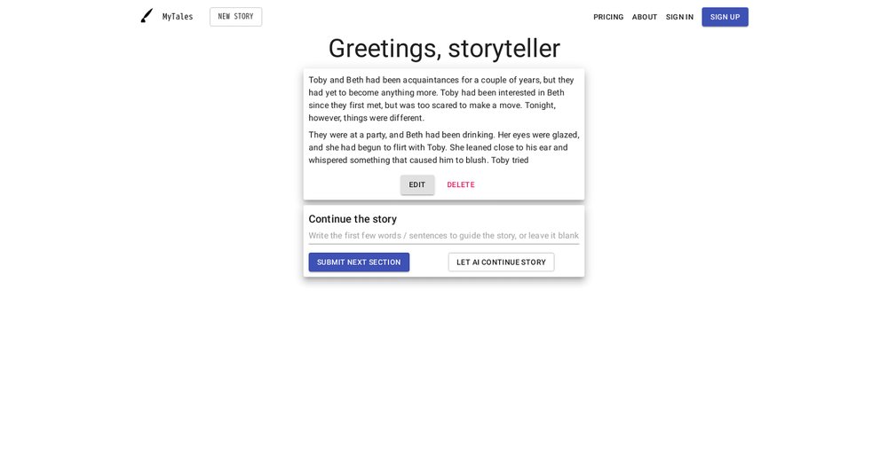 Приложение искусственного интеллекта Mytales