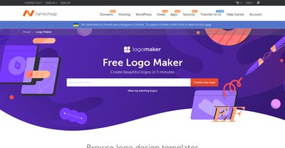 Приложение искусственного интеллекта Namecheap Free Logo Maker