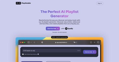 Приложение искусственного интеллекта Playlistable