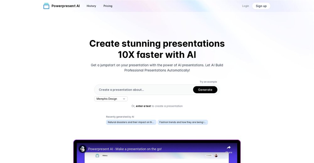 Приложение искусственного интеллекта Powerpresent AI