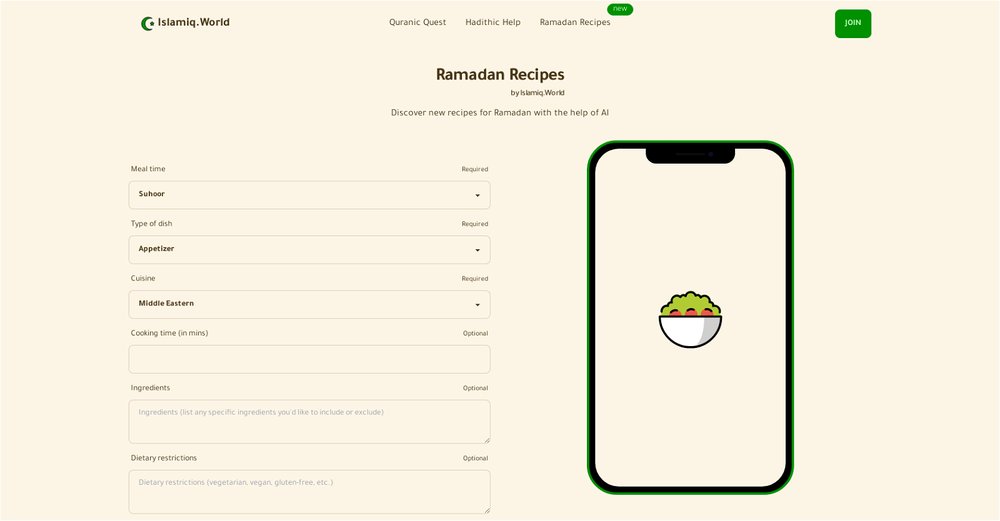 Приложение искусственного интеллекта Ramadan Recipes