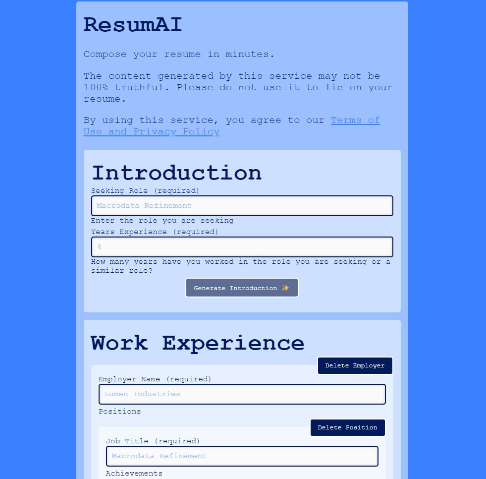 ResumAI - используйте ии для быстрого создания резюме