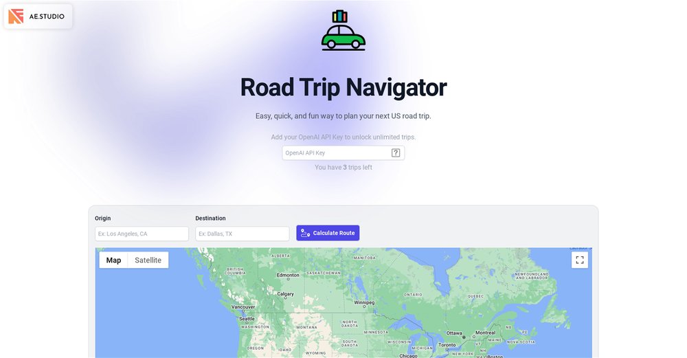 Приложение искусственного интеллекта Road Trip Navigator