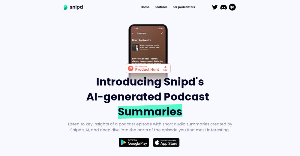 Приложение искусственного интеллекта Snipd Podcast Summaries