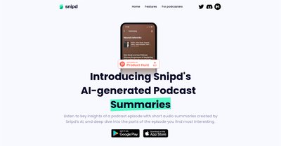 Приложение искусственного интеллекта Snipd Podcast Summaries