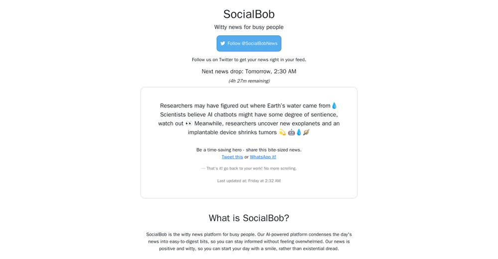 Приложение искусственного интеллекта SocialBob News