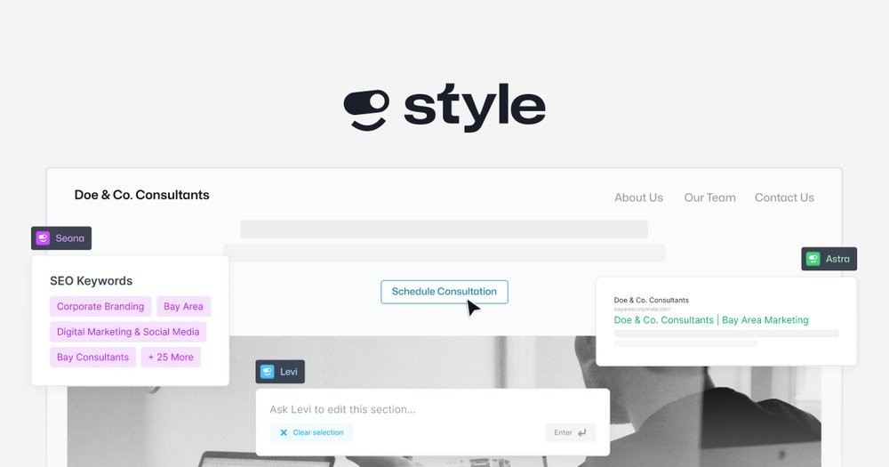 StyleAI - инструмент для создания и оптимизации веб-сайтов, повышения рейтинга в поисковых системах и запуска рекламных кампаний google.