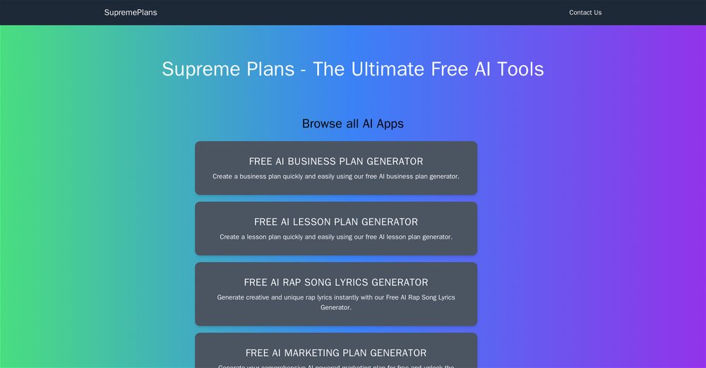 Приложение искусственного интеллекта Supreme Plans