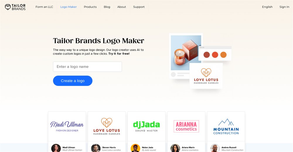 Приложение искусственного интеллекта Tailor Brands