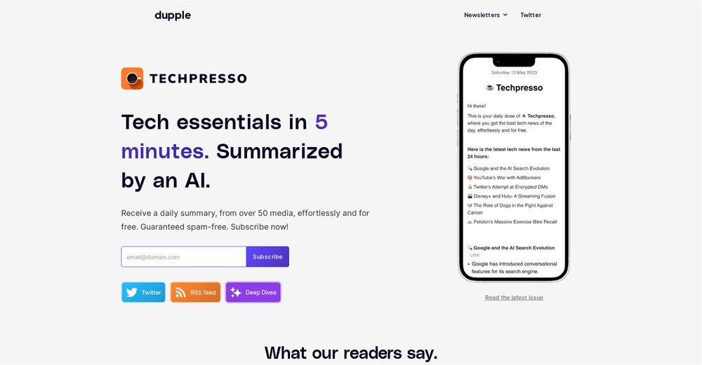 Приложение искусственного интеллекта Techpresso