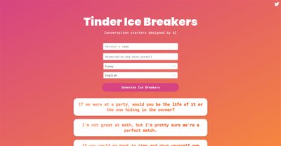 Приложение искусственного интеллекта Tinder Ice Breakers