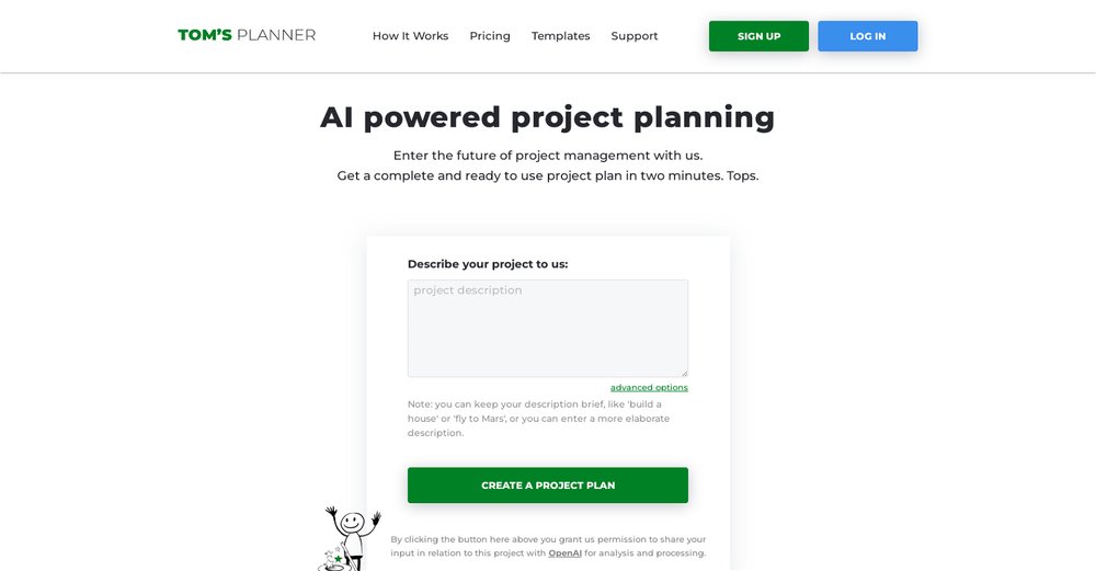 Приложение искусственного интеллекта Tomsplanner