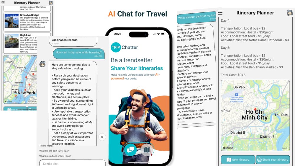 Приложение искусственного интеллекта TRIPChatter AI Chat Travel Assistant