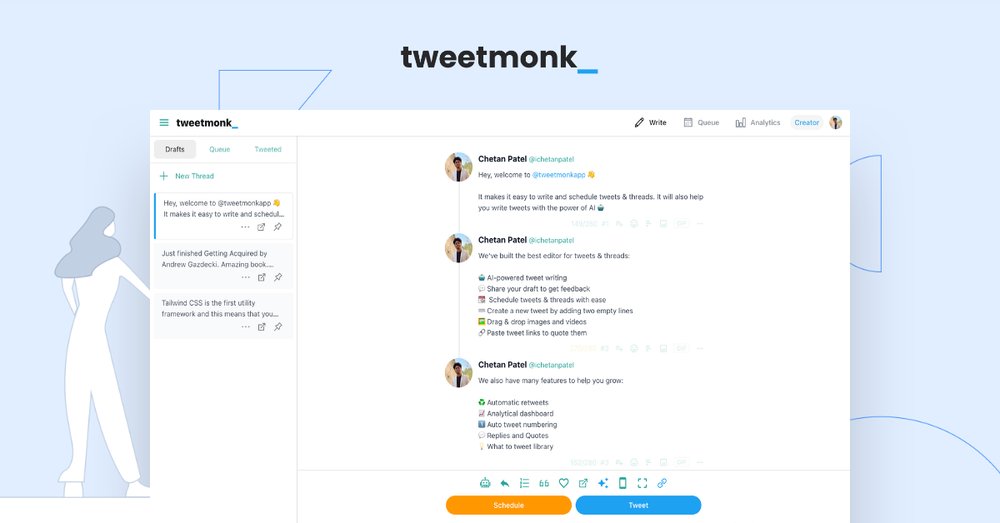 Tweetmonk - пишите и планируйте твиты с помощью ии
