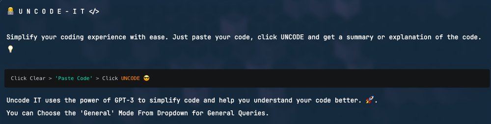 UNCODE-IT - инструмент для объяснения и обобщения кода