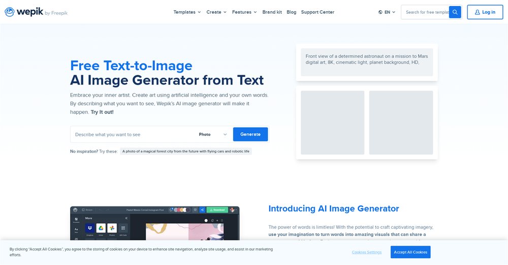 Приложение искусственного интеллекта Wepik